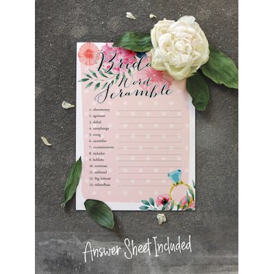 Cartões Florais Quadrados em Branco para Preencher Ideias de Presente para Chá de Noiva e Despedida de Solteira, Pacote com 50 - Inkdotpot 12,7 Cm × 17,78 Cm / Laranja - Jogo de Palavras da Noiva