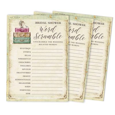 Cartões Quadrados em Branco para Chá Nupcial e Despedida de Solteira, Preenchíveis, 50 Unidades para Jogo de Viagem - Inkdotpot 12,7 Cm × 17,78 Cm / Amarelo - Jogo de Palavras da Noiva
