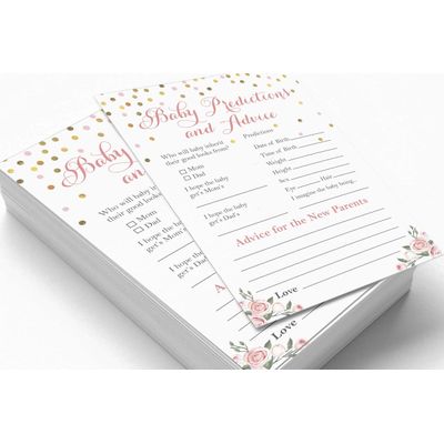 Conjunto com 50 Confetes para Chá de Bebê e Revelação do Sexo, Cartões ABC É Menino / É Menina Acessórios para Festa - Inkdotpot 12,7 Cm × 17,78 Cm / Branco - Palpites do Bebê