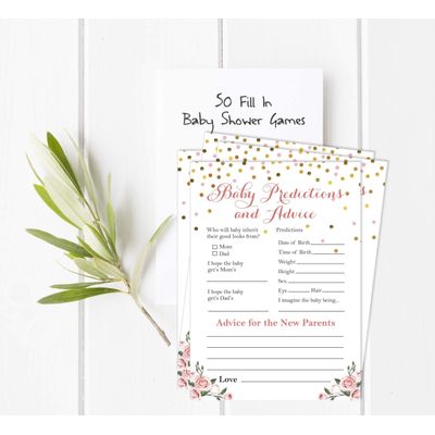 Conjunto com 50 Confetes para Chá de Bebê e Revelação do Sexo, Cartões ABC É Menino / É Menina Acessórios para Festa - Inkdotpot 12,7 Cm × 17,78 Cm / Branco - Palpites do Bebê