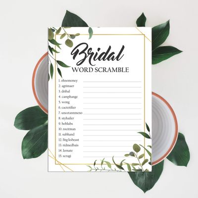 Cartões de Jogo Quadrados em Branco para Chá de Noiva e Despedida de Solteira, 50 Peças, Tema Folhagens - Inkdotpot 12,7 Cm × 17,78 Cm / Branco - Jogo de Palavras da Noiva
