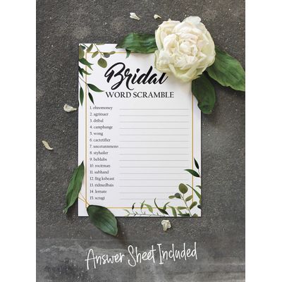 Cartões de Jogo Quadrados em Branco para Chá de Noiva e Despedida de Solteira, 50 Peças, Tema Folhagens - Inkdotpot 12,7 Cm × 17,78 Cm / Branco - Jogo de Palavras da Noiva