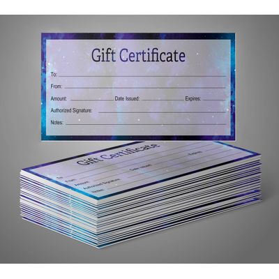 Certificados de Presente Galaxy em Branco 45 Cupons DIY para Comércio, Festas, Restaurantes, Beleza, Casamentos, 23 x 9,7 cm - Inkdotpot 22,86 Cm × 9,65 Cm / Azul