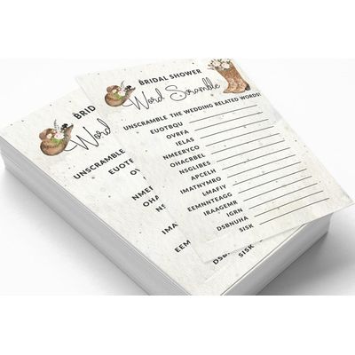 Pacote com 50 Cartões Quadrados em Branco para Chá de Noiva, Despedida de Solteira e Ideias de Presente, Jogo Cowgirl - Inkdotpot 12,7 Cm × 17,78 Cm / Branco - Jogo de Palavras da Noiva
