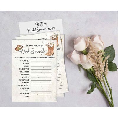 Pacote com 50 Cartões Quadrados em Branco para Chá de Noiva, Despedida de Solteira e Ideias de Presente, Jogo Cowgirl - Inkdotpot 12,7 Cm × 17,78 Cm / Branco - Jogo de Palavras da Noiva