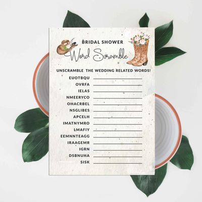 Pacote com 50 Cartões Quadrados em Branco para Chá de Noiva, Despedida de Solteira e Ideias de Presente, Jogo Cowgirl - Inkdotpot 12,7 Cm × 17,78 Cm / Branco - Jogo de Palavras da Noiva