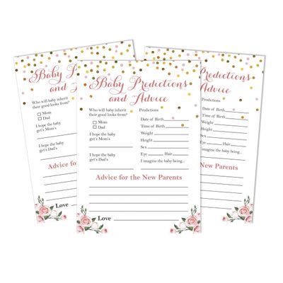 Conjunto com 50 Confetes para Chá de Bebê e Revelação do Sexo, Cartões ABC É Menino / É Menina Acessórios para Festa - Inkdotpot 12,7 Cm × 17,78 Cm / Branco - Palpites do Bebê