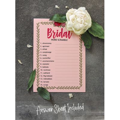 50 Cartões Florais Quadrados em Branco para Preencher, Chá de Noiva e Despedida de Solteira - Inkdotpot 12,7 Cm × 17,78 Cm / Laranja - Jogo de Palavras da Noiva