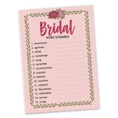 50 Cartões Florais Quadrados em Branco para Preencher, Chá de Noiva e Despedida de Solteira - Inkdotpot 12,7 Cm × 17,78 Cm / Laranja - Jogo de Palavras da Noiva