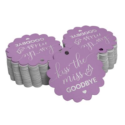 Etiquetas de Papel para Lembrancinha de Chá de Noiva 'Beijo de Adeus à Solteira' Foil Artesanal - Inkdotpot 50 Etiquetas Metalizadas / Roxo - Prata