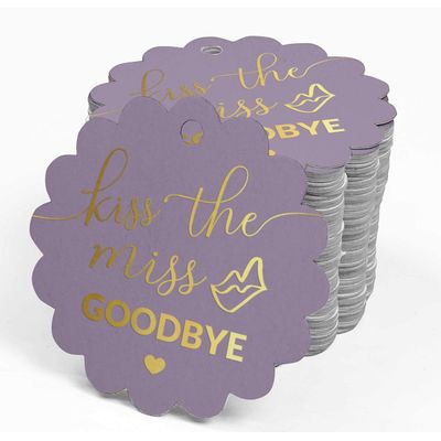 Etiquetas de Papel para Lembrancinha de Chá de Noiva 'Beijo de Adeus à Solteira' Foil Artesanal - Inkdotpot 50 Etiquetas Metalizadas / Roxo - Prata