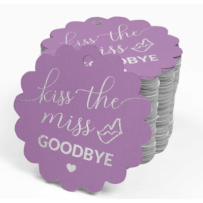 Etiquetas de Papel para Lembrancinha de Chá de Noiva 'Beijo de Adeus à Solteira' Foil Artesanal - Inkdotpot 50 Etiquetas Metalizadas / Roxo - Prata