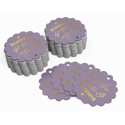 Etiquetas de Papel para Lembrancinha de Chá de Noiva 'Beijo de Adeus à Solteira' Foil Artesanal - Inkdotpot 50 Etiquetas Metalizadas / Roxo - Prata