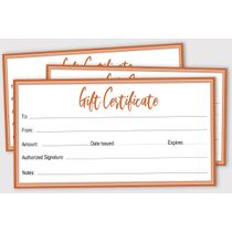 Certificados de Presente com Borda Laranja para Pequenos Negócios/Feriados/Restaurantes/Salões/Casamento, 45 Cupons DIY 23x9,7cm - Inkdotpot