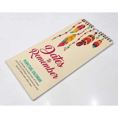 Pena Rústica Calendário Perpétuo de Parede, Lembrete de Aniversário e Evento Especial, Livro/Diário, Presente/Cartão/Planejador - Inkdotpot 27,94 Cm × 13,72 Cm / Bege