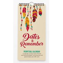 Pena Rústica Calendário Perpétuo de Parede, Lembrete de Aniversário e Evento Especial, Livro/Diário, Presente/Cartão/Planejador - Inkdotpot