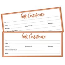 Certificados de Presente com Borda Laranja para Pequenos Negócios/Feriados/Restaurantes/Salões/Casamento, 45 Cupons DIY 23x9,7cm - Inkdotpot