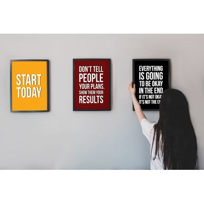 Arte de Parede Motivacional — Tudo Vai Ficar Bem no Final; Se Não Estiver, Não É o Fim — Decoração de Parede, 1 Unid., Preto - Inkdotpot 20,32 Cm × 25,4 Cm / Somente Pôster