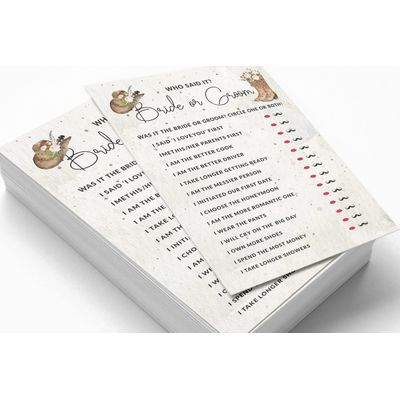 Pacote com 50 Cartões Quadrados em Branco para Chá de Noiva, Despedida de Solteira e Ideias de Presente, Jogo Cowgirl - Inkdotpot 12,7 Cm × 17,78 Cm / Branco - Ele Disse, Ela Disse