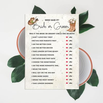 Pacote com 50 Cartões Quadrados em Branco para Chá de Noiva, Despedida de Solteira e Ideias de Presente, Jogo Cowgirl - Inkdotpot 12,7 Cm × 17,78 Cm / Branco - Ele Disse, Ela Disse