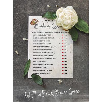 Pacote com 50 Cartões Quadrados em Branco para Chá de Noiva, Despedida de Solteira e Ideias de Presente, Jogo Cowgirl - Inkdotpot 12,7 Cm × 17,78 Cm / Branco - Ele Disse, Ela Disse