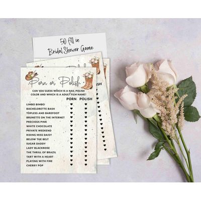 Pacote com 50 Cartões Quadrados em Branco para Chá de Noiva, Despedida de Solteira e Ideias de Presente, Jogo Cowgirl - Inkdotpot 12,7 Cm × 17,78 Cm / Branco - Esmalte ou Filme