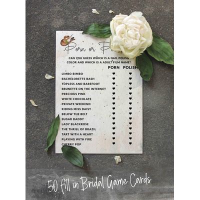 Pacote com 50 Cartões Quadrados em Branco para Chá de Noiva, Despedida de Solteira e Ideias de Presente, Jogo Cowgirl - Inkdotpot 12,7 Cm × 17,78 Cm / Branco - Esmalte ou Filme