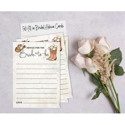 Pacote com 50 Cartões Quadrados em Branco para Chá de Noiva, Despedida de Solteira e Ideias de Presente, Jogo Cowgirl - Inkdotpot 12,7 Cm × 17,78 Cm / Branco - Esmalte ou Filme