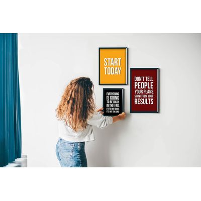 Arte de Parede Motivacional — Tudo Vai Ficar Bem no Final; Se Não Estiver, Não É o Fim — Decoração de Parede, 1 Unid., Preto - Inkdotpot 25,4 Cm × 30,48 Cm / Moldura Preta
