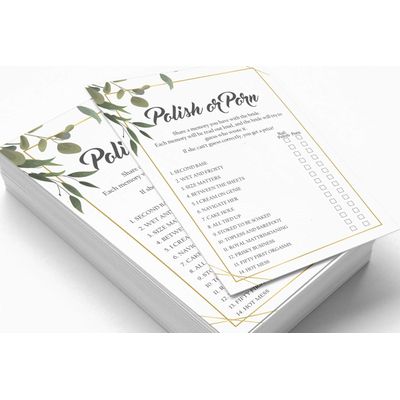 Cartões de Jogo Quadrados em Branco para Chá de Noiva e Despedida de Solteira, 50 Peças, Tema Folhagens - Inkdotpot 12,7 Cm × 17,78 Cm / Branco - Esmalte ou Filme