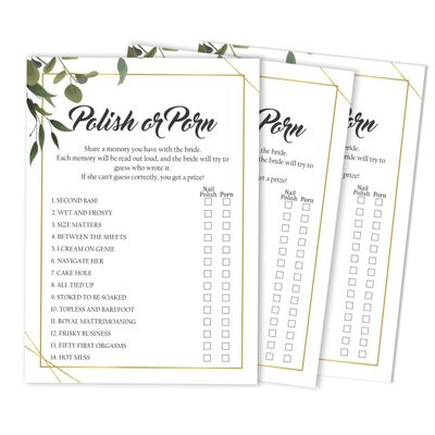 Cartões de Jogo Quadrados em Branco para Chá de Noiva e Despedida de Solteira, 50 Peças, Tema Folhagens - Inkdotpot 12,7 Cm × 17,78 Cm / Branco - Esmalte ou Filme