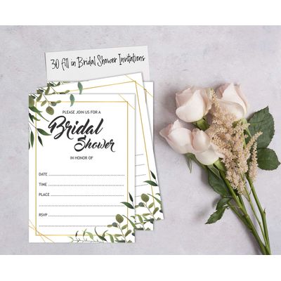 Cartões de Jogo Quadrados em Branco para Chá de Noiva e Despedida de Solteira, 50 Peças, Tema Folhagens - Inkdotpot 12,7 Cm × 17,78 Cm / Branco - Esmalte ou Filme