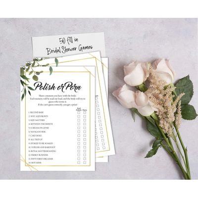 Cartões de Jogo Quadrados em Branco para Chá de Noiva e Despedida de Solteira, 50 Peças, Tema Folhagens - Inkdotpot 12,7 Cm × 17,78 Cm / Branco - Esmalte ou Filme