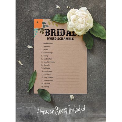 50 Cartões de Jogo Quadrados em Branco para Chá de Noiva/Despedida de Solteira Ideias de Presente Kraft Rústico Floral a Granel - Inkdotpot 12,7 Cm × 17,78 Cm / Bege - Jogo de Palavras da Noiva