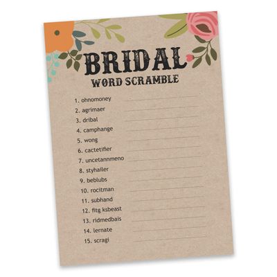 50 Cartões de Jogo Quadrados em Branco para Chá de Noiva/Despedida de Solteira Ideias de Presente Kraft Rústico Floral a Granel - Inkdotpot 12,7 Cm × 17,78 Cm / Bege - Jogo de Palavras da Noiva