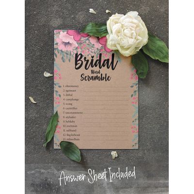 50 Cartões de Jogo Quadrados Kraft Florais em Branco para Preencher Ideias de Presente para Chá de Noiva e Despedida de Solteira - Inkdotpot 12,7 Cm × 17,78 Cm / Bege - Jogo de Palavras da Noiva