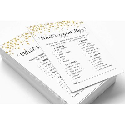 Cartões de Jogo Quadrados em Branco para Ideias de Presentes, 50 Un., Confete Dourado para Chá de Noiva/Despedida de Solteira - Inkdotpot 12,7 Cm × 17,78 Cm / Branco - O Que Tem na Sua Bolsa