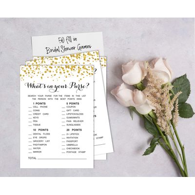 Cartões de Jogo Quadrados em Branco para Ideias de Presentes, 50 Un., Confete Dourado para Chá de Noiva/Despedida de Solteira - Inkdotpot 12,7 Cm × 17,78 Cm / Branco - O Que Tem na Sua Bolsa