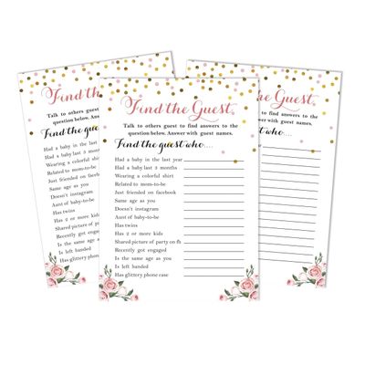 Conjunto com 50 Confetes para Chá de Bebê e Revelação do Sexo, Cartões ABC É Menino / É Menina Acessórios para Festa - Inkdotpot 12,7 Cm × 17,78 Cm / Branco - Encontre o Convidado