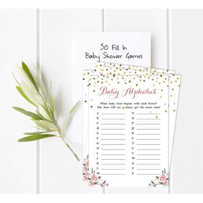 Conjunto com 50 Confetes para Chá de Bebê e Revelação do Sexo, Cartões ABC É Menino / É Menina Acessórios para Festa - Inkdotpot 12,7 Cm × 17,78 Cm / Branco - Encontre o Convidado