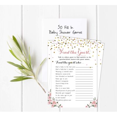 Conjunto com 50 Confetes para Chá de Bebê e Revelação do Sexo, Cartões ABC É Menino / É Menina Acessórios para Festa - Inkdotpot 12,7 Cm × 17,78 Cm / Branco - Encontre o Convidado