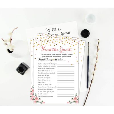 Conjunto com 50 Confetes para Chá de Bebê e Revelação do Sexo, Cartões ABC É Menino / É Menina Acessórios para Festa - Inkdotpot 12,7 Cm × 17,78 Cm / Branco - Encontre o Convidado