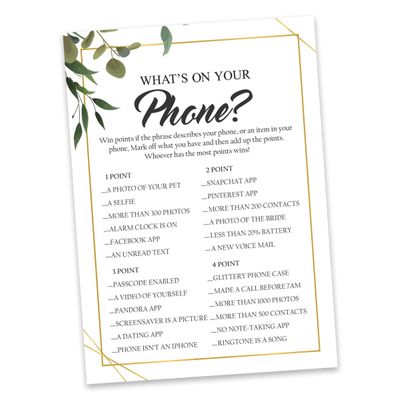 Cartões de Jogo Quadrados em Branco para Chá de Noiva e Despedida de Solteira, 50 Peças, Tema Folhagens - Inkdotpot 12,7 Cm × 17,78 Cm / Branco - O Que Tem no Seu Celular