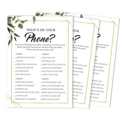 Cartões de Jogo Quadrados em Branco para Chá de Noiva e Despedida de Solteira, 50 Peças, Tema Folhagens - Inkdotpot 12,7 Cm × 17,78 Cm / Branco - O Que Tem no Seu Celular