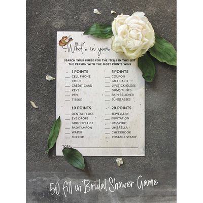 Pacote com 50 Cartões Quadrados em Branco para Chá de Noiva, Despedida de Solteira e Ideias de Presente, Jogo Cowgirl - Inkdotpot 12,7 Cm × 17,78 Cm / Branco - O Que Tem na Sua Bolsa
