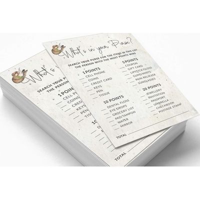 Pacote com 50 Cartões Quadrados em Branco para Chá de Noiva, Despedida de Solteira e Ideias de Presente, Jogo Cowgirl - Inkdotpot 12,7 Cm × 17,78 Cm / Branco - O Que Tem na Sua Bolsa