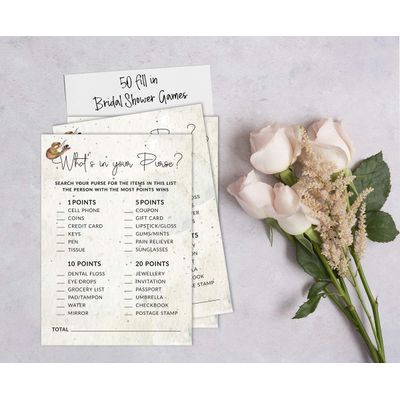 Pacote com 50 Cartões Quadrados em Branco para Chá de Noiva, Despedida de Solteira e Ideias de Presente, Jogo Cowgirl - Inkdotpot 12,7 Cm × 17,78 Cm / Branco - O Que Tem na Sua Bolsa
