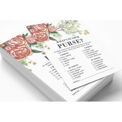 Cartões Quadrados em Branco para Chá de Noiva e Despedida de Solteira, Ideias de Presentes para Preencher, Pacote com 50 - Inkdotpot 12,7 Cm × 17,78 Cm / Branco - O Que Tem na Sua Bolsa