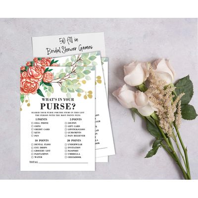 Cartões Quadrados em Branco para Chá de Noiva e Despedida de Solteira, Ideias de Presentes para Preencher, Pacote com 50 - Inkdotpot 12,7 Cm × 17,78 Cm / Branco - O Que Tem na Sua Bolsa