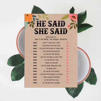50 Cartões de Jogo Quadrados em Branco para Chá de Noiva/Despedida de Solteira Ideias de Presente Kraft Rústico Floral a Granel - Inkdotpot 12,7 Cm × 17,78 Cm / Bege - Ele Disse, Ela Disse